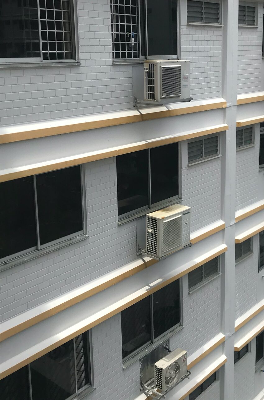 Therm-Aire units on a residential block facade